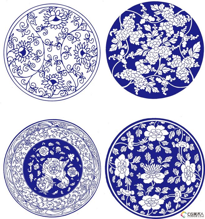 青花瓷器團花紋